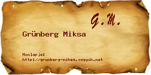Grünberg Miksa névjegykártya